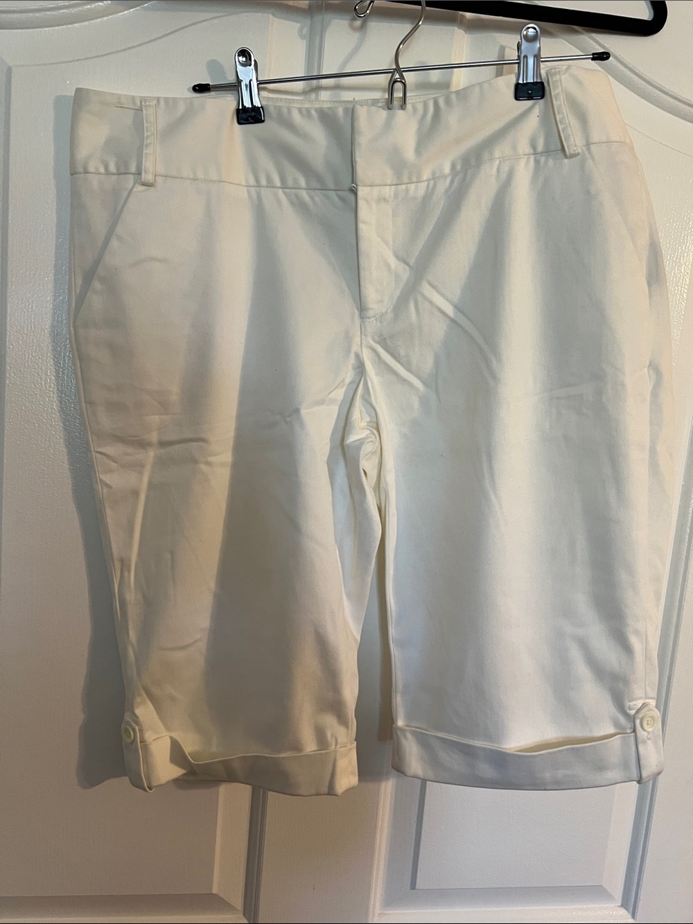 Mixit Off-White Bermuda Shorts with Cuffed Hem